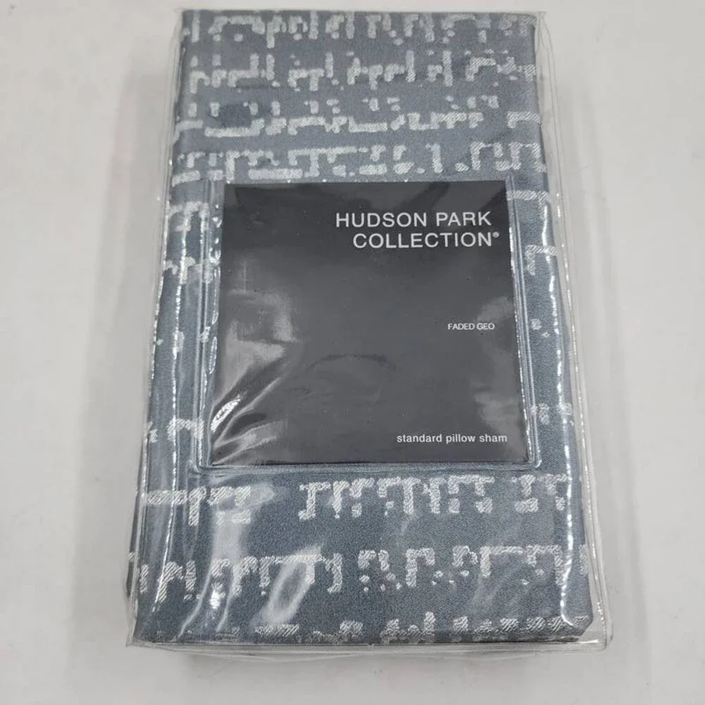 Hudson Park Collection Rayon-Blend Faded Geometric Sham Standard Slate